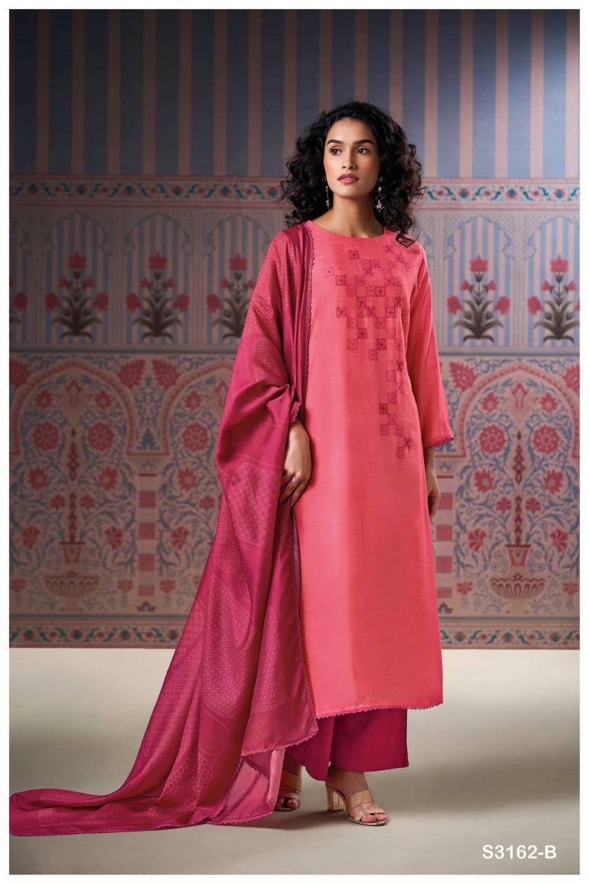 Ganga nessa 3162 fancy dress material wholesale